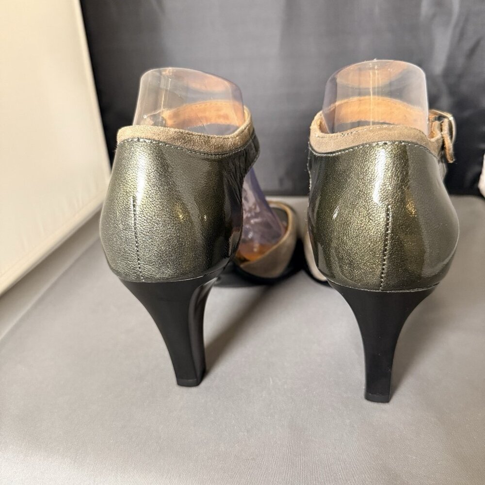 Sofft Gazelle Peep Toe Pumps Sandals Ankle Heeled Suede Green Women’s Size 10M - Picture 3 of 6